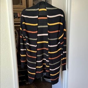 Black and Orange/Fern/Mustard/Cream Stripe Knit Cardigan